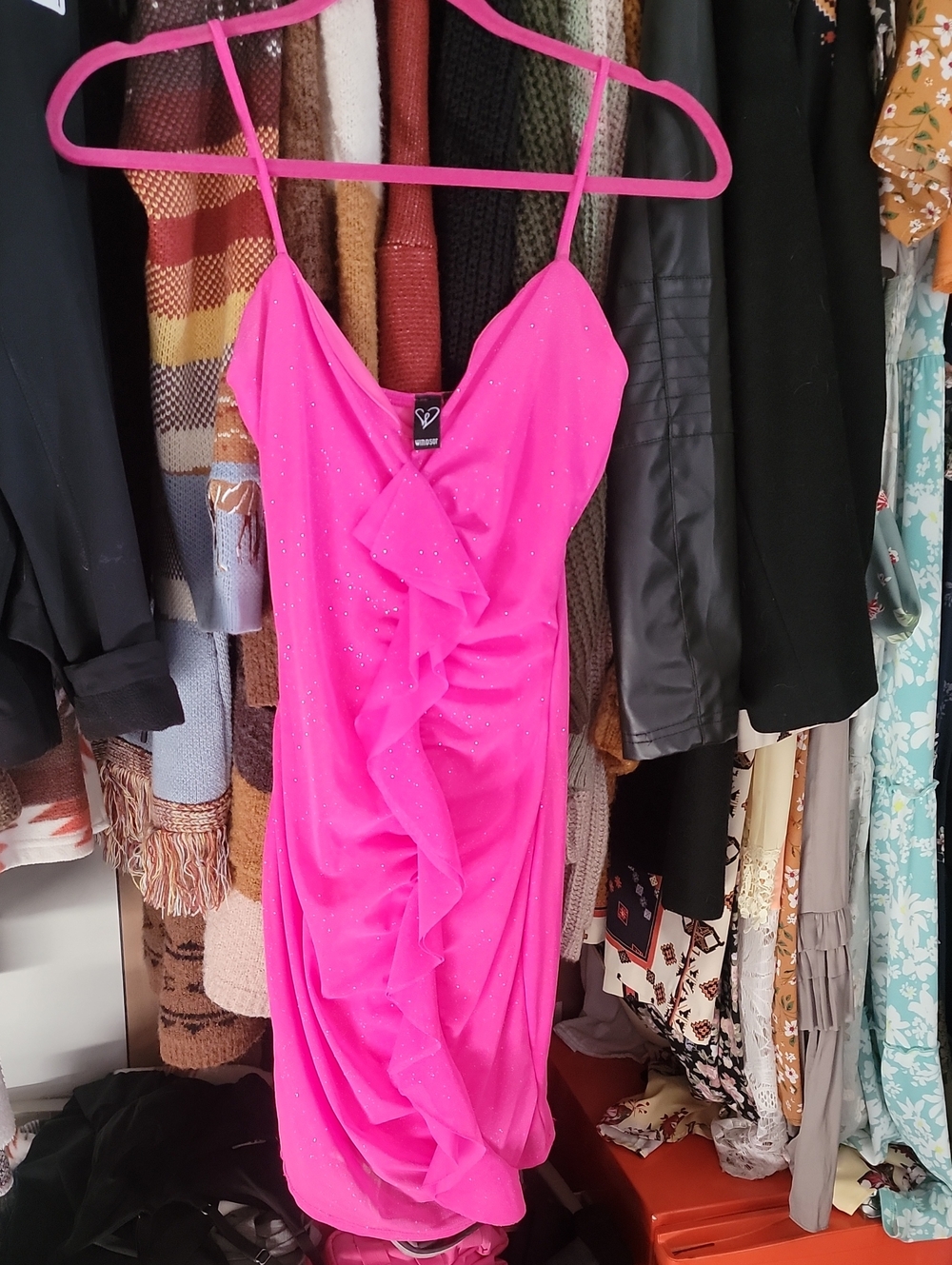 Bright Pink Ruffle Dress with Sparkle